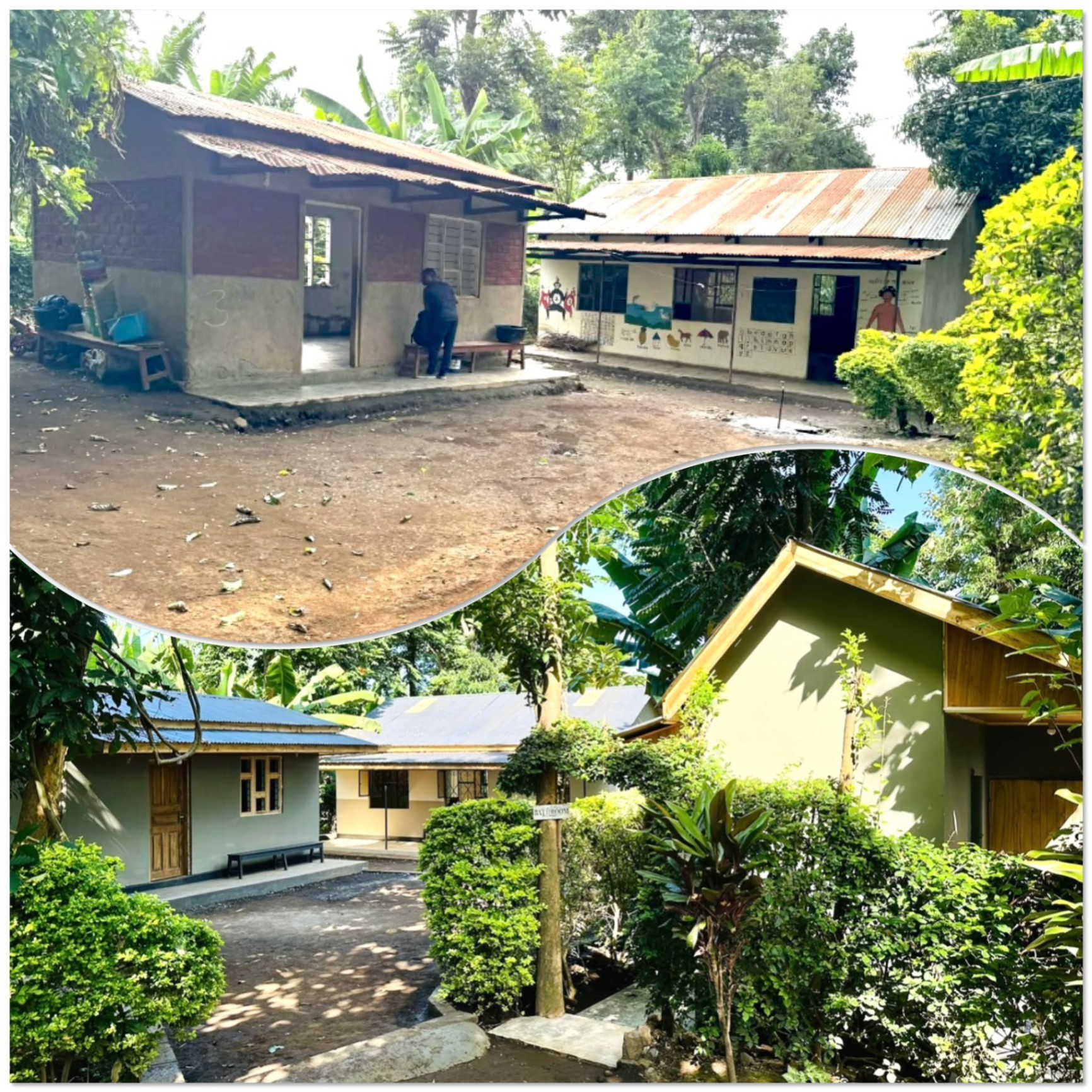 Before and after of the school buildings